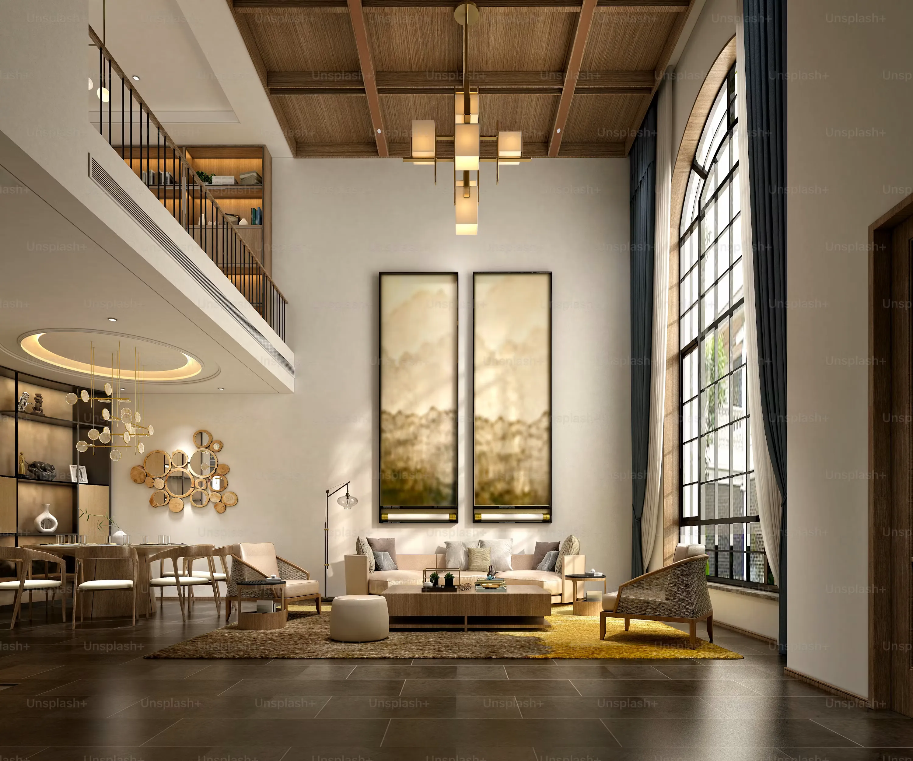 Sketch illustration of a furnished living room interior designed by Uniq Builders
