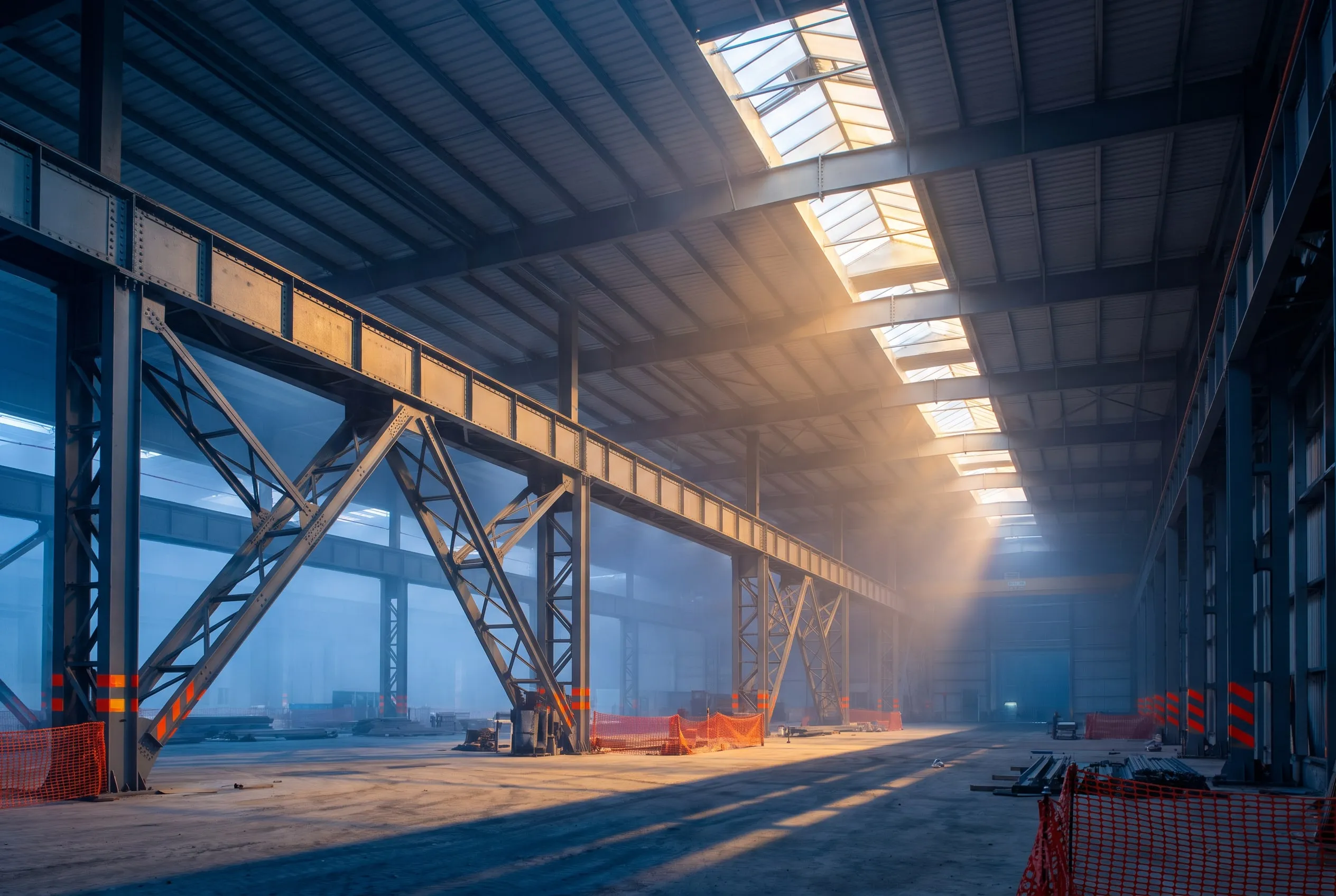 Illustrative: clear-span steel building interior